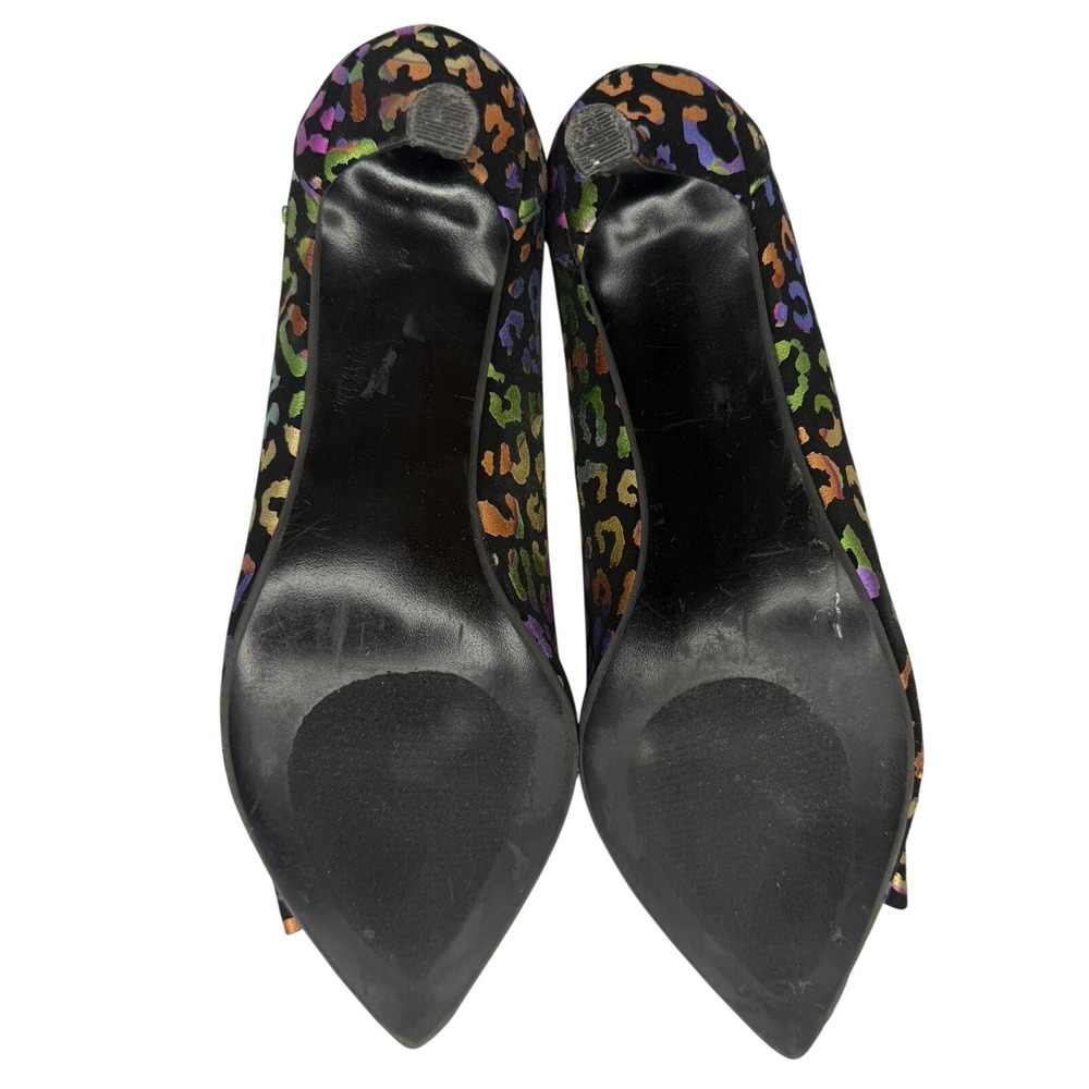 Betsey Johnson Maude Pumps Womens 8 Black Rainbow Metallic Leopard Kitten Heel - Picture 5 of 8
